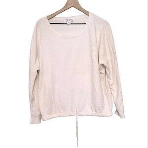 Barefoot Dreams CozyChic Ultra Lite White Drawstring Waist Knit Top Size Medium